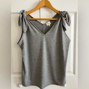 AVA James Women’s Knotted Strap Tank Top in Gray (sz XL)